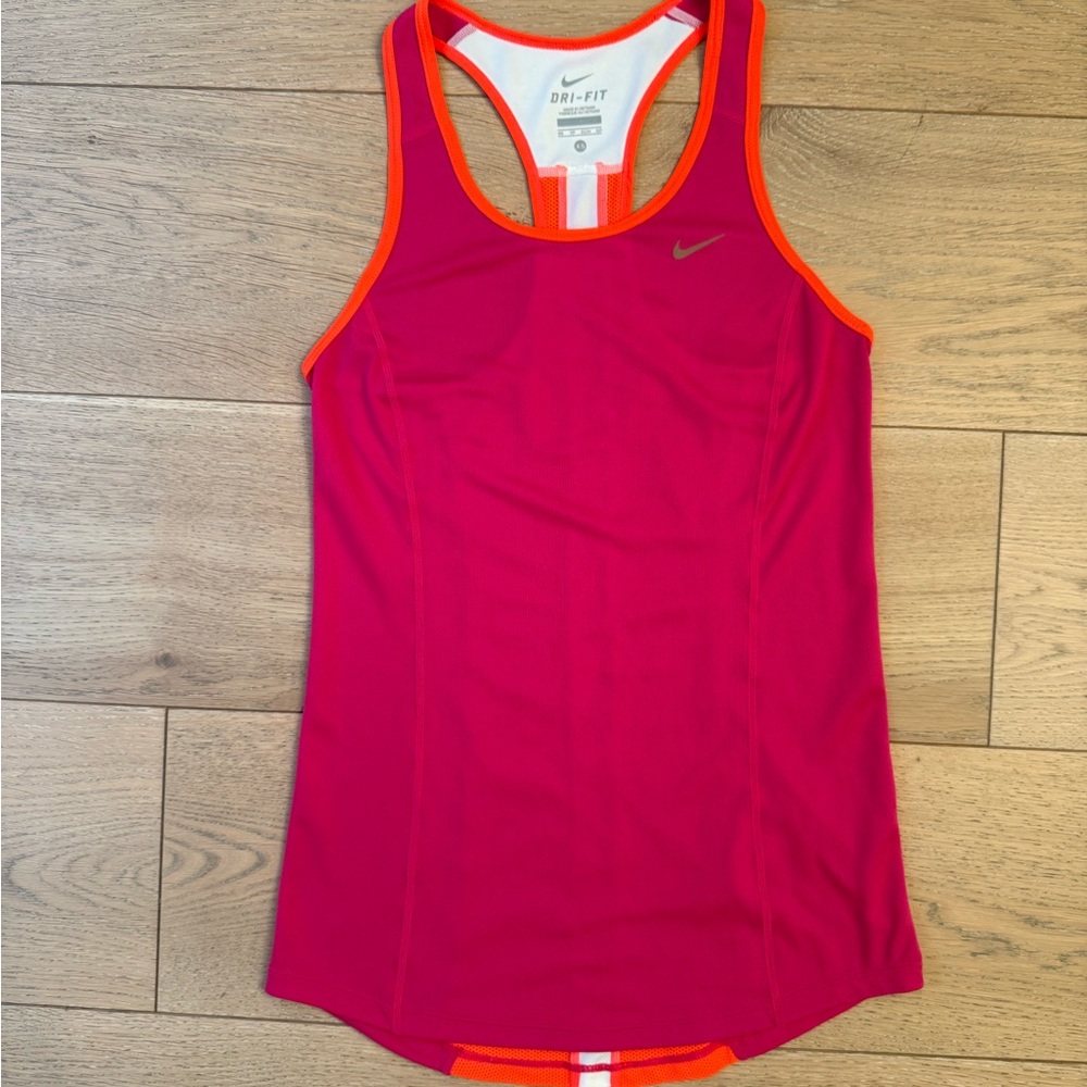 Nike Dri-fit Women's Vibrant Pink and Orange Tank Top